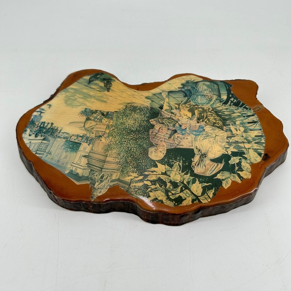 Tim Kelly Handcrafted Wood Slab Wall Plaque Vintage Town Square Decoupage Art - Picture 3 of 7